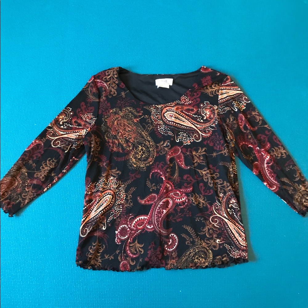 AGB Byer California maroon paisley top large